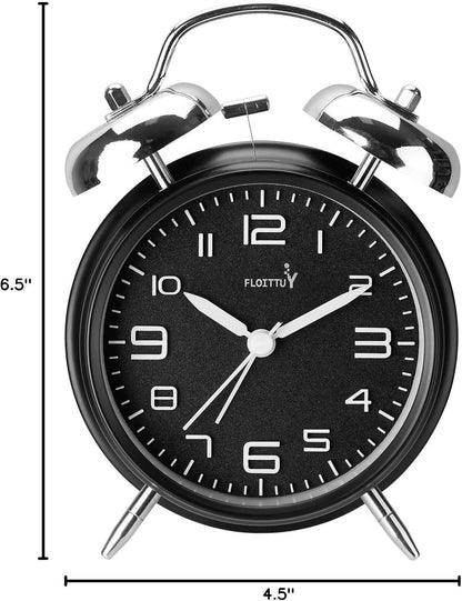 FLOITTUY Loud Alarm for Deep Sleepers 4'' Twin Bell Alarm Clock with Backlight for Bedroom and Home Decoration(Green)