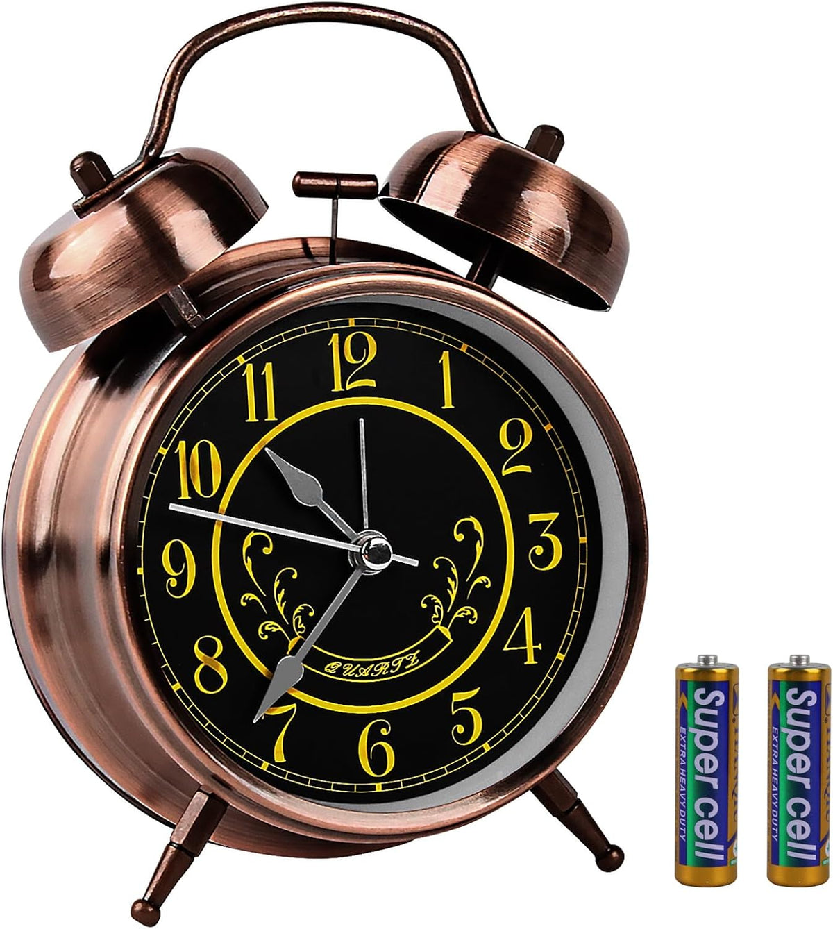 pxy Loud Alarm Clock for Heavy Sleepers 3D Dial Battery Operated (Battery Include), 4" Super Silent Analog Alarm Clock for Kids with Night Light PT260 Silver OrangePT505 Green White