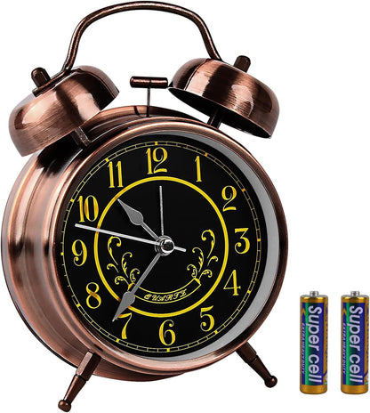 pxy Loud Alarm Clock for Heavy Sleepers 3D Dial Battery Operated (Battery Include), 4" Super Silent Analog Alarm Clock for Kids with Night Light PT260 Silver OrangePT505 Green White