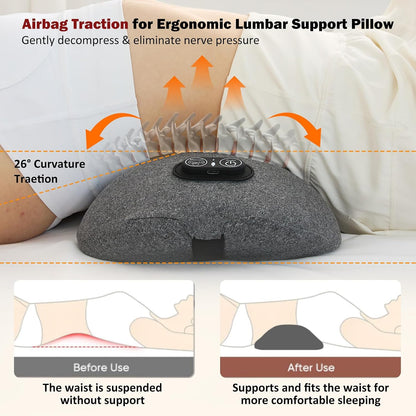 3-in-1 Rechargeable Smooth Spine Triple Fusion Back Massager | Sciatica Pain Relief Devices for Pain Relief Deep Tissue with Heat, Massage, Traction for Sleeping, Office, Car, Home