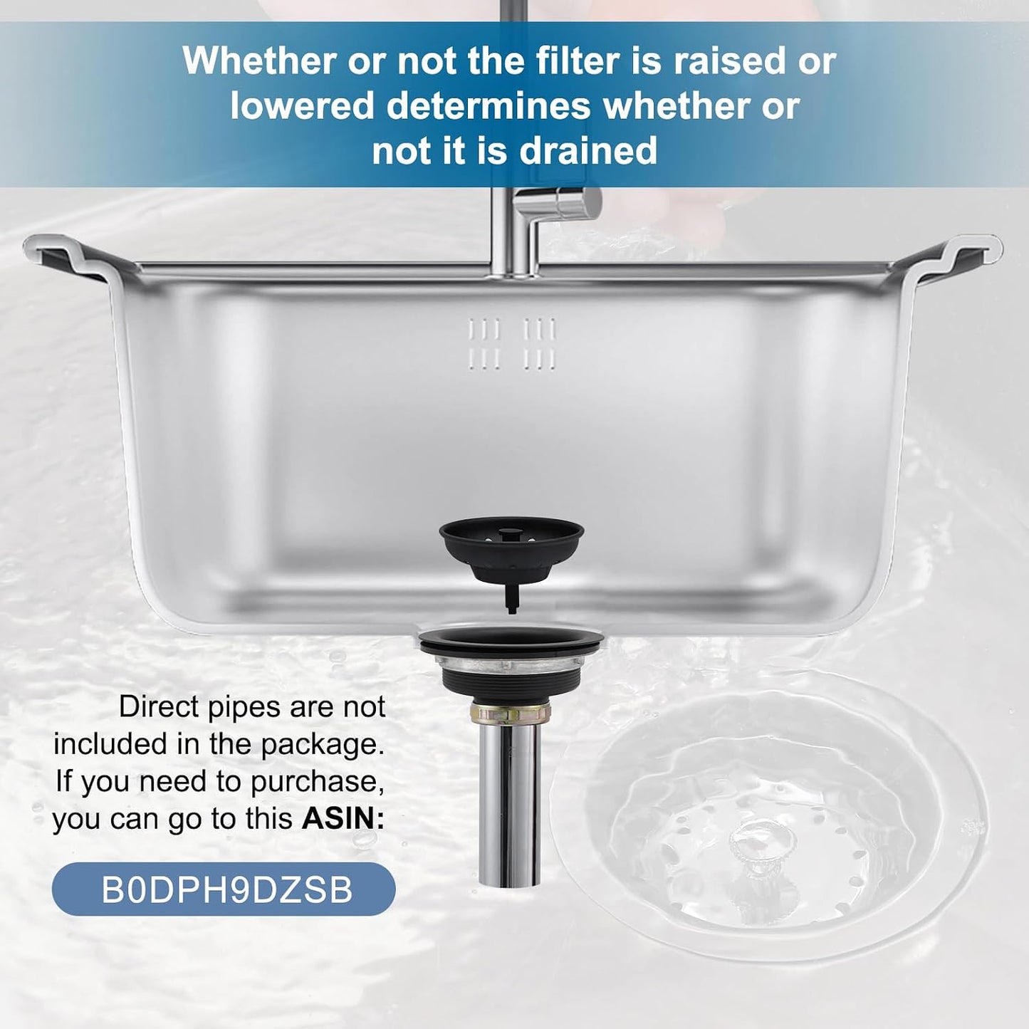 ZM Kitchen Sink Basket Strainer with Stopper, 3-1/2” Drain