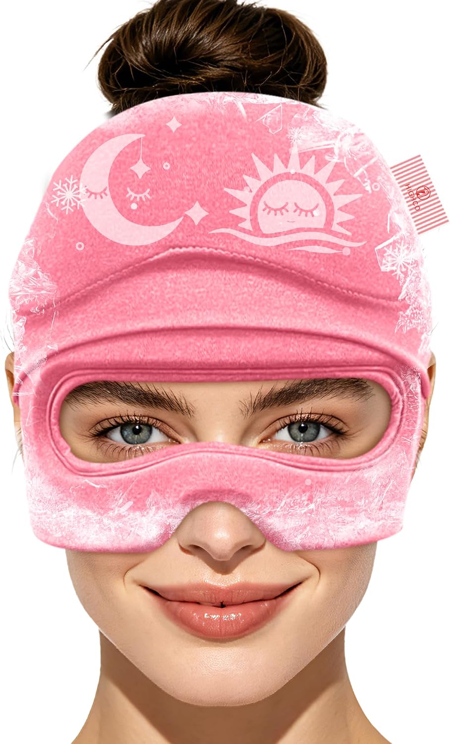 Migraine Relief Cap with Flip-up Eye Mask for Headache & Stress Relief | Headache Relief Hat for Hangover, Tension-Cold Compress Head Wrap