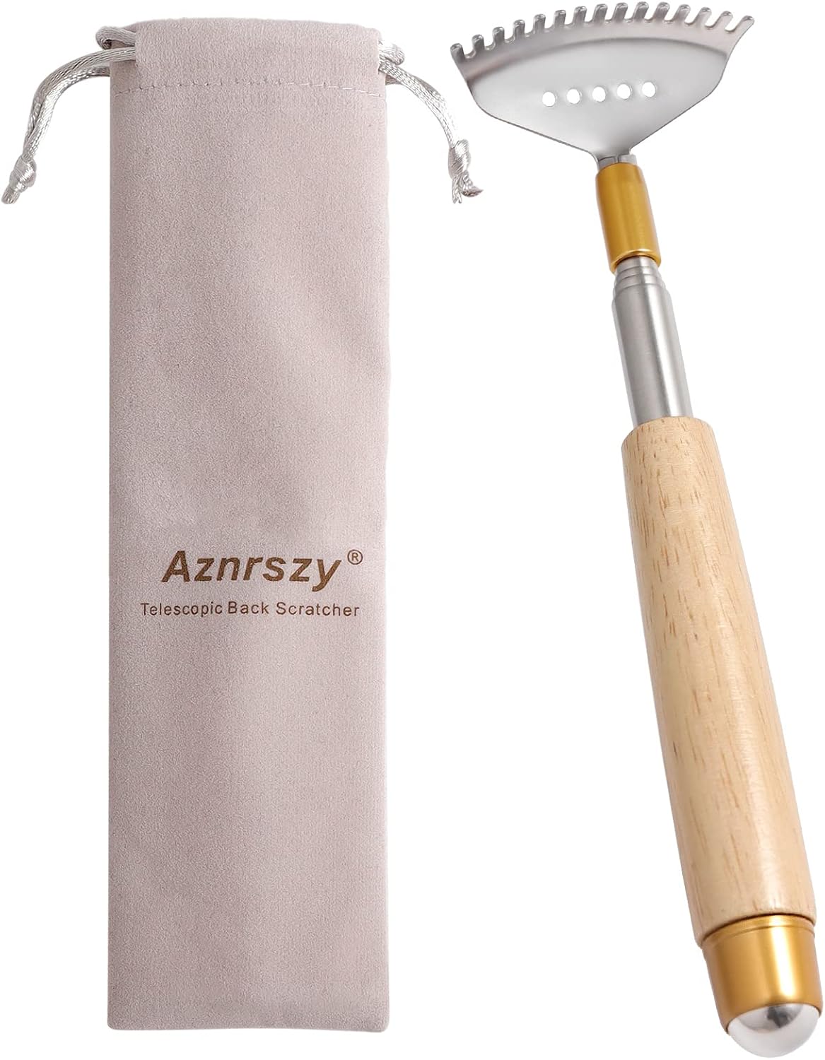 Large Back Scratcher, Body Scratcher for Adults Extendable Long 24Inch, Thick Wooden Handle Steel Massage Roller, Extra Wider Rake Claw, Sturdy Backscratchers Hand Massager Tool | Self Body Massage Tool