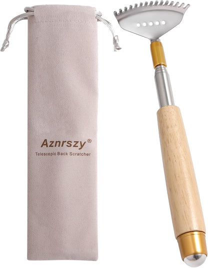 Large Back Scratcher, Body Scratcher for Adults Extendable Long 24Inch, Thick Wooden Handle Steel Massage Roller, Extra Wider Rake Claw, Sturdy Backscratchers Hand Massager Tool | Self Body Massage Tool