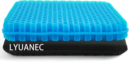 Gel Seat Cushion for Long Sitting - 16.5" x 14.5" x 2.4" (Extra Thick＆Soft) | Gel Cushion for People Over 185 lbs, Pressure Relief Cushion for Office Chair, Egg Cushions for Wheelchair, Gel Pad for Car