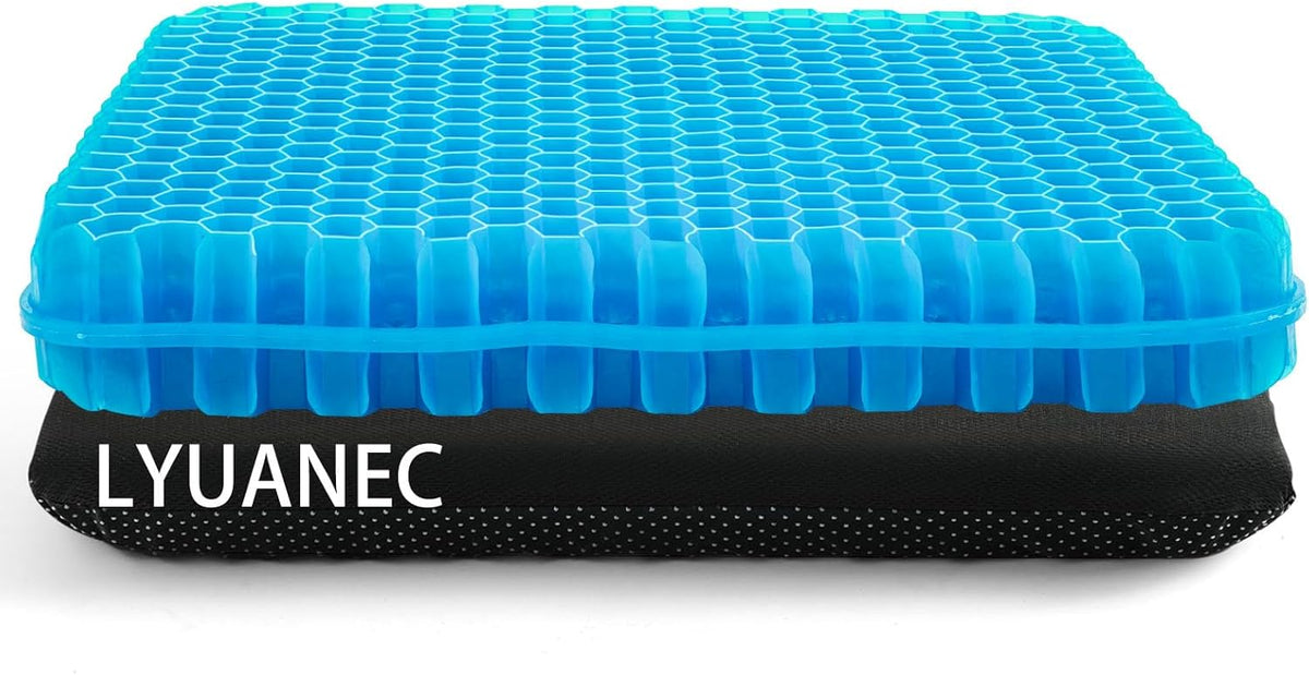 Gel Seat Cushion for Long Sitting - 16.5" x 14.5" x 2.4" (Extra Thick＆Soft)