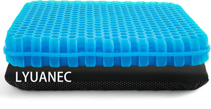 Gel Seat Cushion for Long Sitting - 16.5" x 14.5" x 2.4" (Extra Thick＆Soft)