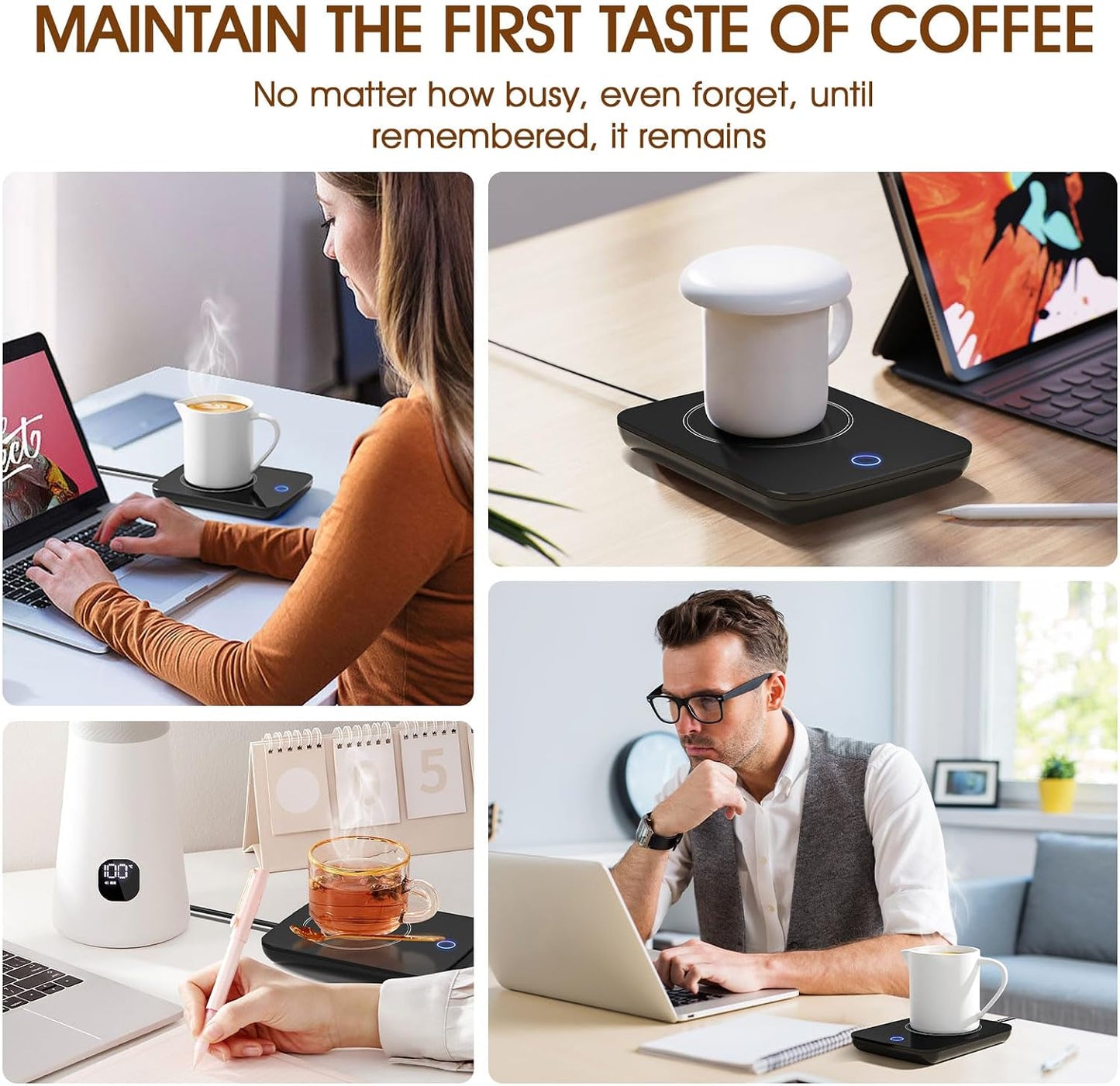 Misby Mug Warmer, Coffee Warmer for Desk Auto Shut Off Coffee Lovers Gift Ideas, Smart Coffee Cup Warmer with Gravity-Induction Coffee Mug Warmer for Desk Use Keep Beverages Coffee Warmer (White)
