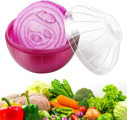 Reusable Onion & Tomato Storage Containers, Freshness Saver Keepers with Transparent Rotating Lid, Fridge Organizer for Fruit Vegetables, BPA-Free, Dishwasher Safe