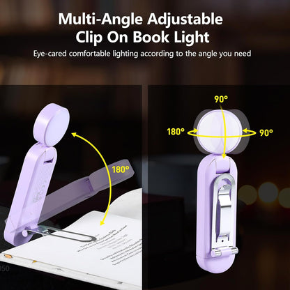 VAVOFO USB Rechargeable Bookmark Reading Light, Blue Light Blocking Amber LEDs for Bedtime Reading - Clip On, 9 Lighting Modes
