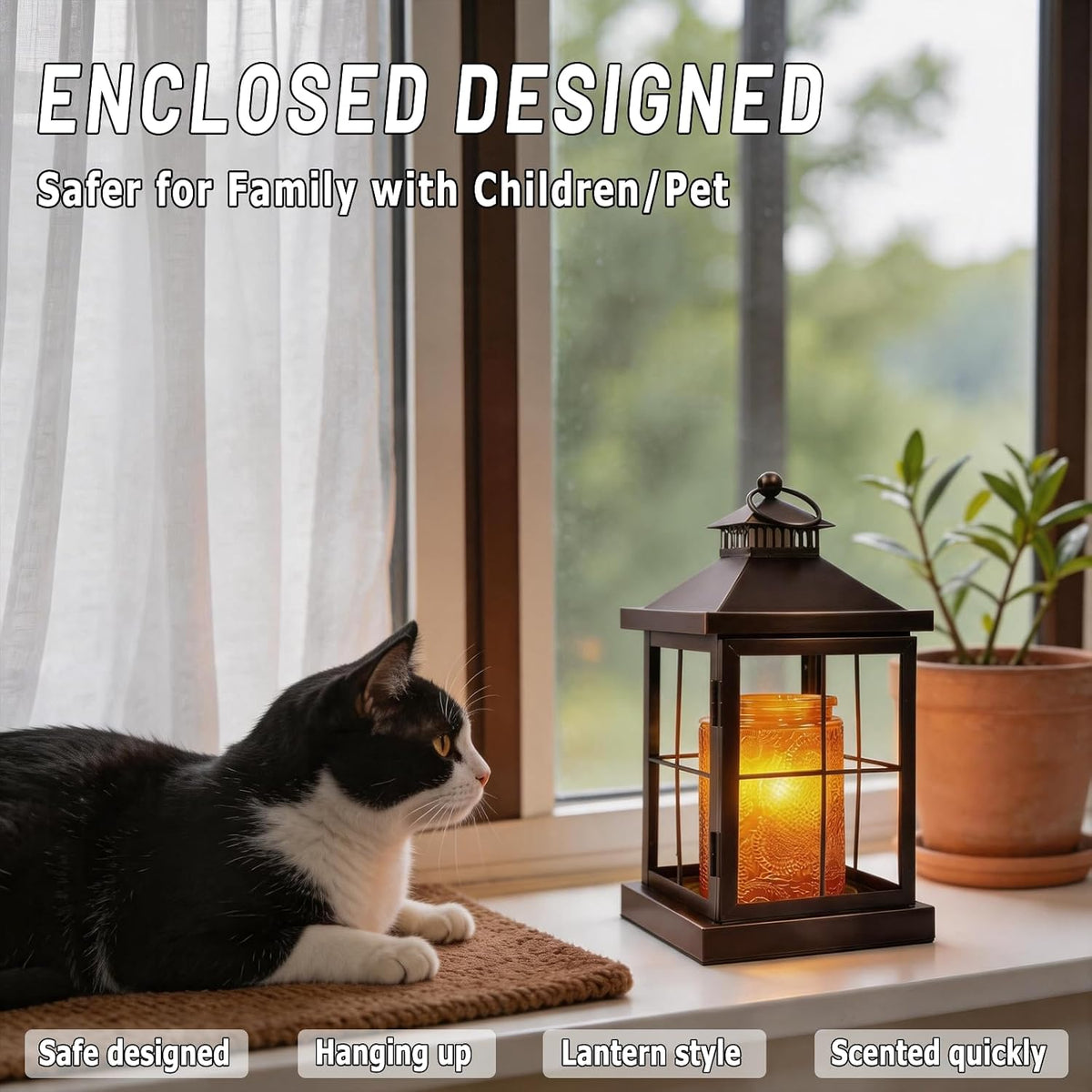 2026 New Candle Warmer Lamp with Timer,Compatible with 3 Wick Candles Jars,Vintage Candle Warmer Lantern Lamp,Dimmable Farmhouse Candle Lamp Warmer,Fully Enclosed and Hanging Up Designed