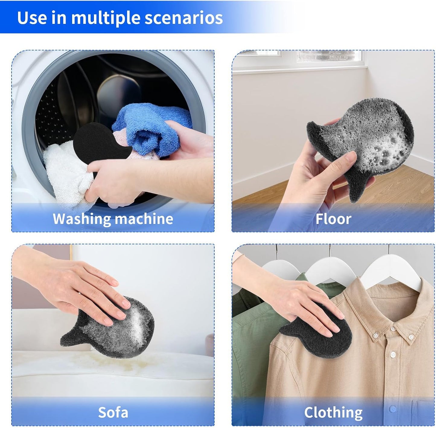 4Pcs Pet Hair Remover for Laundry, Dog & Cat Hairs Remover Tool, Reusable Catcher Effectively Removes Pet Hair, Lint and Dander from Bedding and Clothing, Suitable for Washing Machines