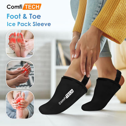 ComfiTECH Foot & Toe Ice Sleeve, Stretchable Straps Cold Gel Socks, 2 Packs