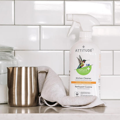 ATTITUDE Kitchen Cleaner Spray, EWG Verified, Degreaser Spray to Cut Grease & Grime, Plant-Based & Vegan, Citrus Zest Scent, 27.1 Fl Oz