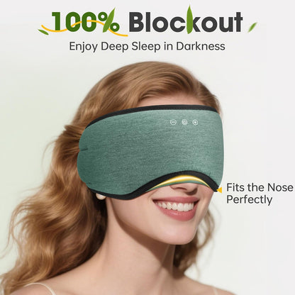 Sleep Headphones with Bluetooth 5.4 Sleep Mask, Bamboo Cotton Music Wireless Bluetooth Eye Mask for Sleeping, Earphones HD Speaker Microphone for Travel