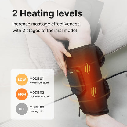 HubiCare Calf and Thigh Massager, Heated Air Compression Leg Massager, Sequential Compression Wrap for Tired Legs, 4 Modes 3 Intensities, Vibtration, Cordless Leg Massager with Extension (Pair)