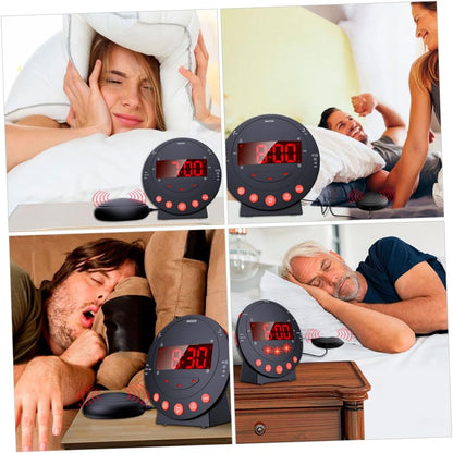 Happyyami Vibrating Alarm Clock with Bed Shaker for Heavy Sleepers and Deaf 3-Piece Set Digital LED Display Loud Sound Suitable for Home Use