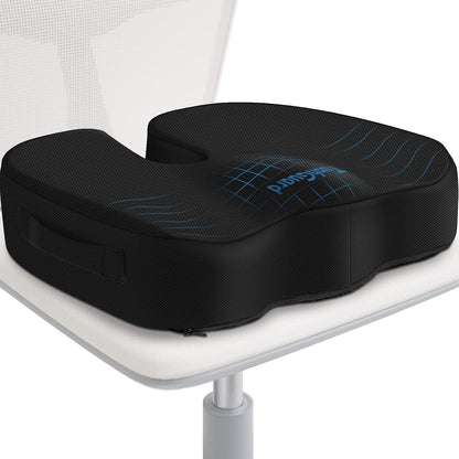 TushGuard Seat Cushion for Office Chair, Car, Memory Foam, Black Large | For Back, Coccyx, Sciatica, Tailbone Pain, Ergonomic Design, Non-Slip, Desk Wheelchair Use, Supportive Butt Pillow, For Man