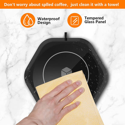 Coffee Mug Warmer: Smart Beverage Heating Plate Candle Wax Cup Warmer Electric Thermostat Coaster for Hot Coffee Milk Tea Water Cocoa Desk Home Office Use (R1 Black)