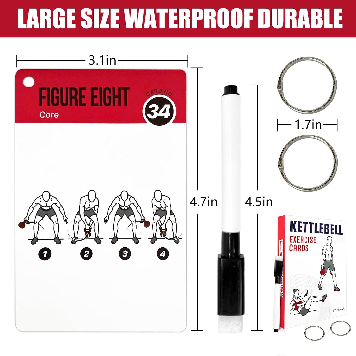 Bodyweight Workout Cards for Women & Men-50 Bodyweight Workout Cards，Includes 2 Rings& Dry-Erase for Easy Organization-Home, Gym or Studio (Bodyweight)