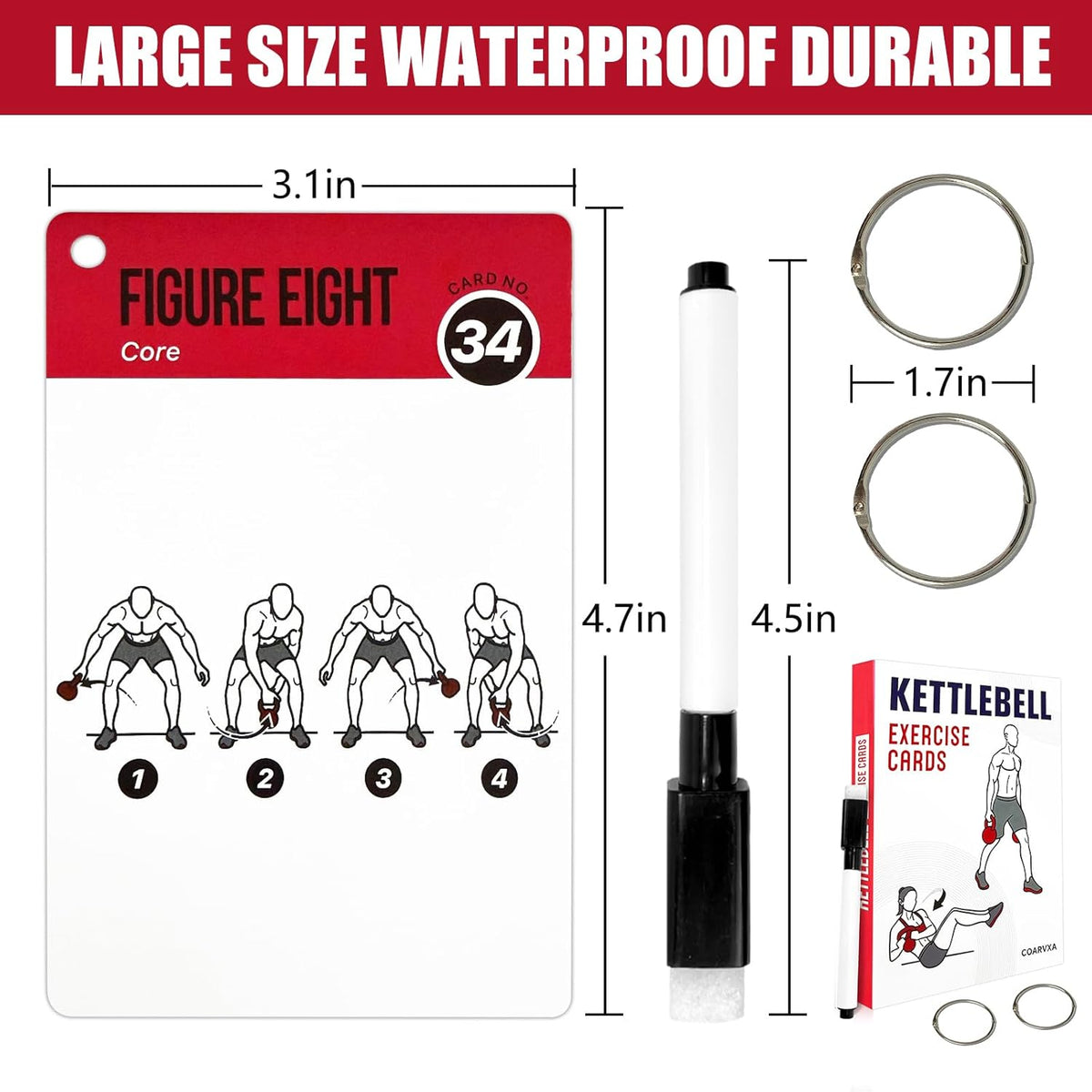 Bodyweight Workout Cards for Women & Men-50 Bodyweight Workout Cards，Includes 2 Rings& Dry-Erase for Easy Organization-Home, Gym or Studio (Bodyweight)
