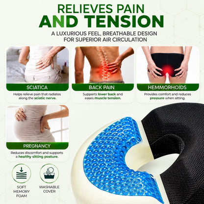 AnboCare Donut Gel Sitting Pillow - Orthopedic Memory Foam for Tailbone Pain, Hemorrhoid, Bed Sores, Postpartum, Prostate, Coccyx & Sciatica Pain