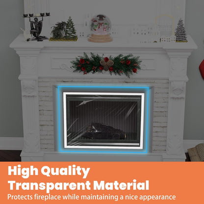 GCGOODS Fireplace Insulation Cover Kit to Prevent Heat Loss, Draft Stopper With Hook & Loop Tape, Adjustable Easy Cut to Fit, Transparent Screen, 39" x 78"