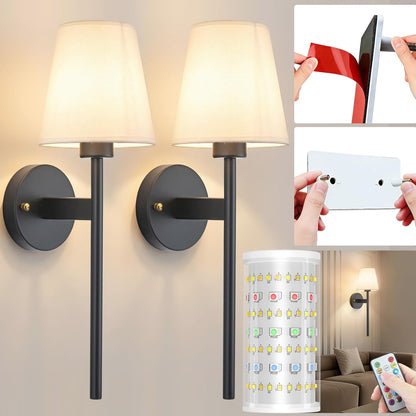 Nekhung Battery Operated Wall Sconce, Peel and Stick Sconces Set of 2