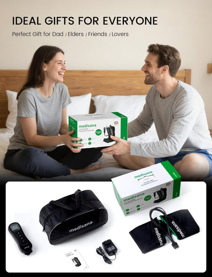 Medisana Leg Compression Massager for Circulation, Leg Massager with Heat | Foot Massager with 4 Modes 4 Pressure Levels 3 Timers, Leg Recovery Compression System for Swelling & Pain Relief