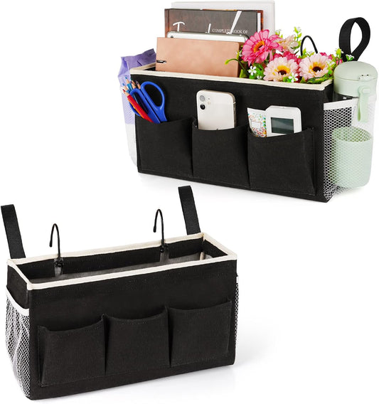 Lilithye Bedside Caddy, Bedside Storage Bag Hanging Organizer for Bunk Bed | Bed Caddy with Fixed Straps and Water Bottle Holder for Home, College Dorm, Bunk Bed, Hospital Bed and Crib Bed Rails