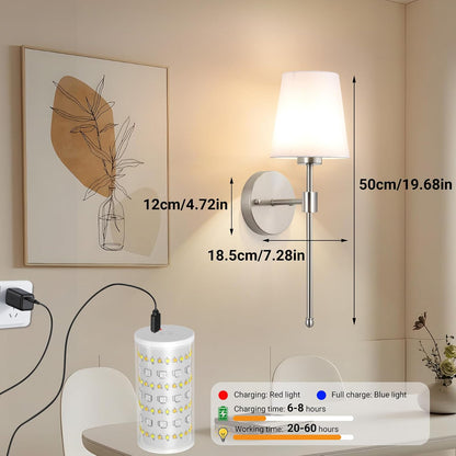 Nekhung Battery Operated Wall Sconce, Peel and Stick Sconces Set of 2