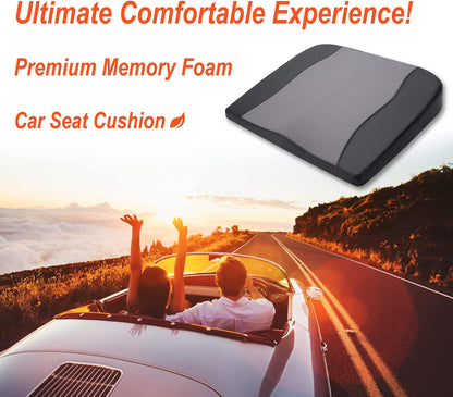 Lofty Aim Car Seat Cushion, Memory Foam Car Seat Cushions for Long Driving | Comfy Car Seat Pillow for Pain Relief, Driver Seat Cushion Adds Height, Butt Cushion for Car, Truck, Office Chair, Black