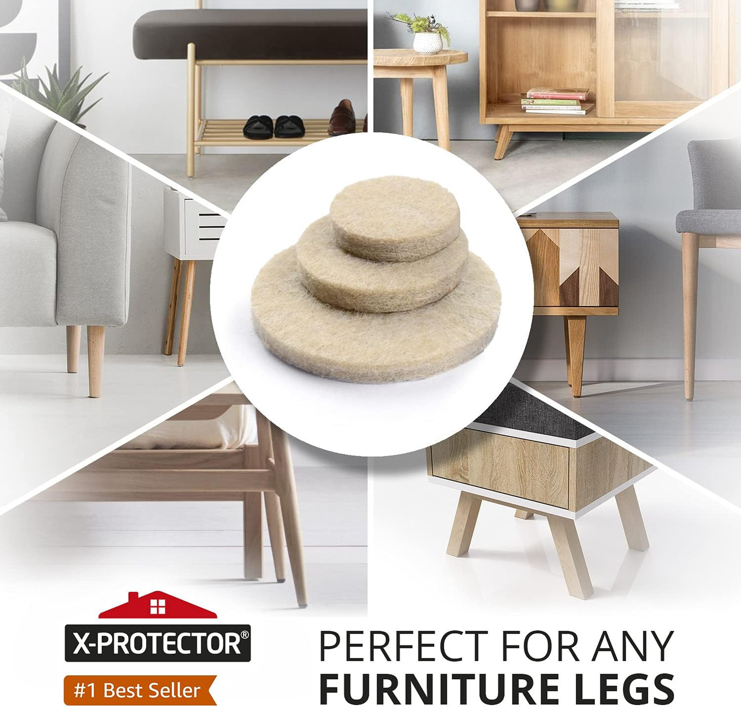 X-PROTECTOR 357 PCS Premium Huge Pack Felt Furniture Pads! | Quantity of Furniture Sliders with Many Big Sizes – Your Ideal Floor Protectors. Protect Your Hardwood & Laminate Floor!
