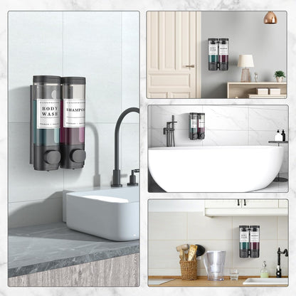 Cabo Deseado Shower Soap Dispenser Wall Mounted No Drill Shampoo Dispenser for Shower Wall Shampoo and Conditioner Dispenser Bathroom Hotel 3 * 350ml Gungray with Labels