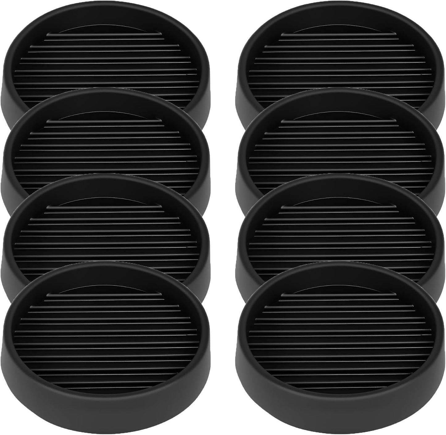 2X2 Round Rubber Caster Cups, Non Slip Furniture Pads - 4 Pack | Anti-Slip Gripper, Anti Skid Furniture Feet, Anti Slide Floor Protector for Bed Couch Table Chair Stoppers, Black