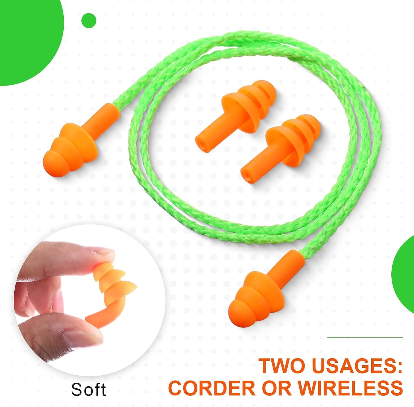 Tondiamo 200 Pairs Ear Plugs Reusable Silicone Earplugs with Cord Sleeping Individually Wrapped Hearing Protection Noise Cancelling Earplugs for Work Construction Shooting Sports(Fresh)