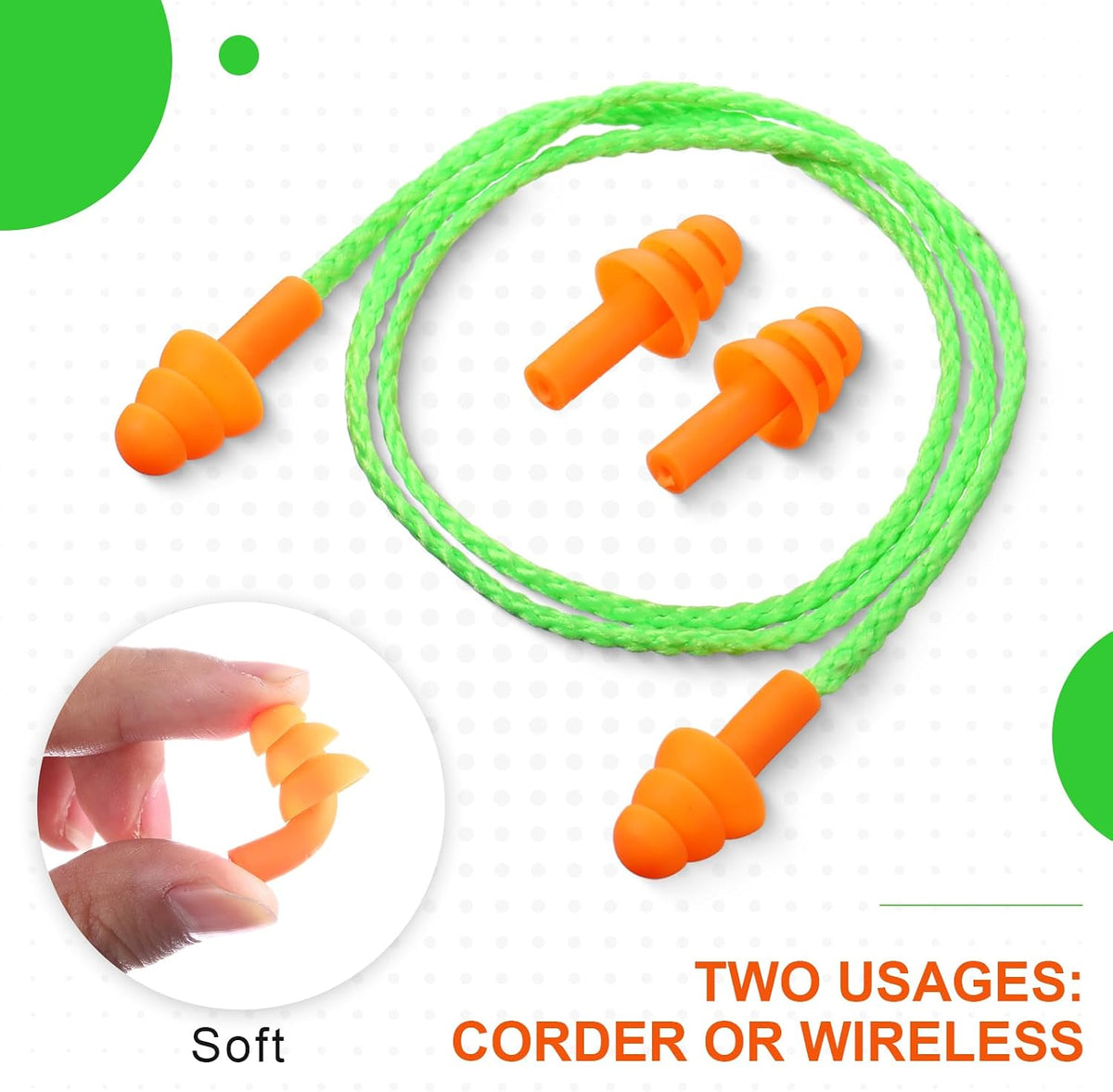 Tondiamo 200 Pairs Ear Plug Bulk with Cord Reusable Silicone, Fresh