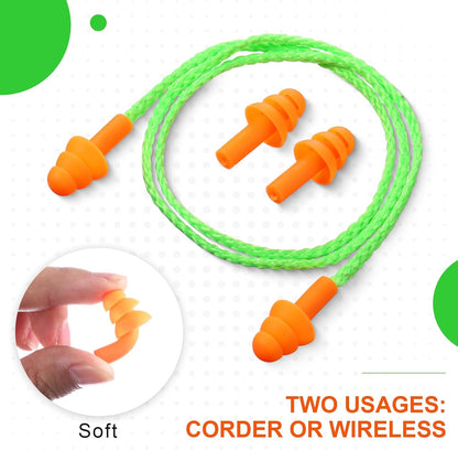 Tondiamo 200 Pairs Ear Plug Bulk with Cord Reusable Silicone, Fresh