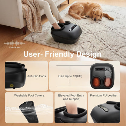 Nekteck Foot Massager with Heat [2026 Upgraded] for Circulation Neuropathy | Electric Shiatsu Foot Massage Machine for Plantar Fasciitis, 3 Intensity Levels, FSA Eligible Gifts for Men & Women