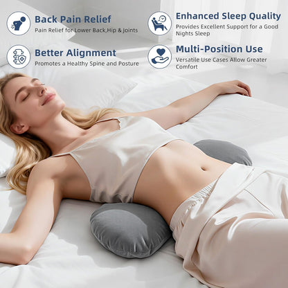 Buckwheat Lumbar Support Pillow for Bed Sitting and Couch Support, Firm Ergonomic Back Pillow for Lower Back Pain Relief, Small Natural Back Support Pillow Recliner Pillow