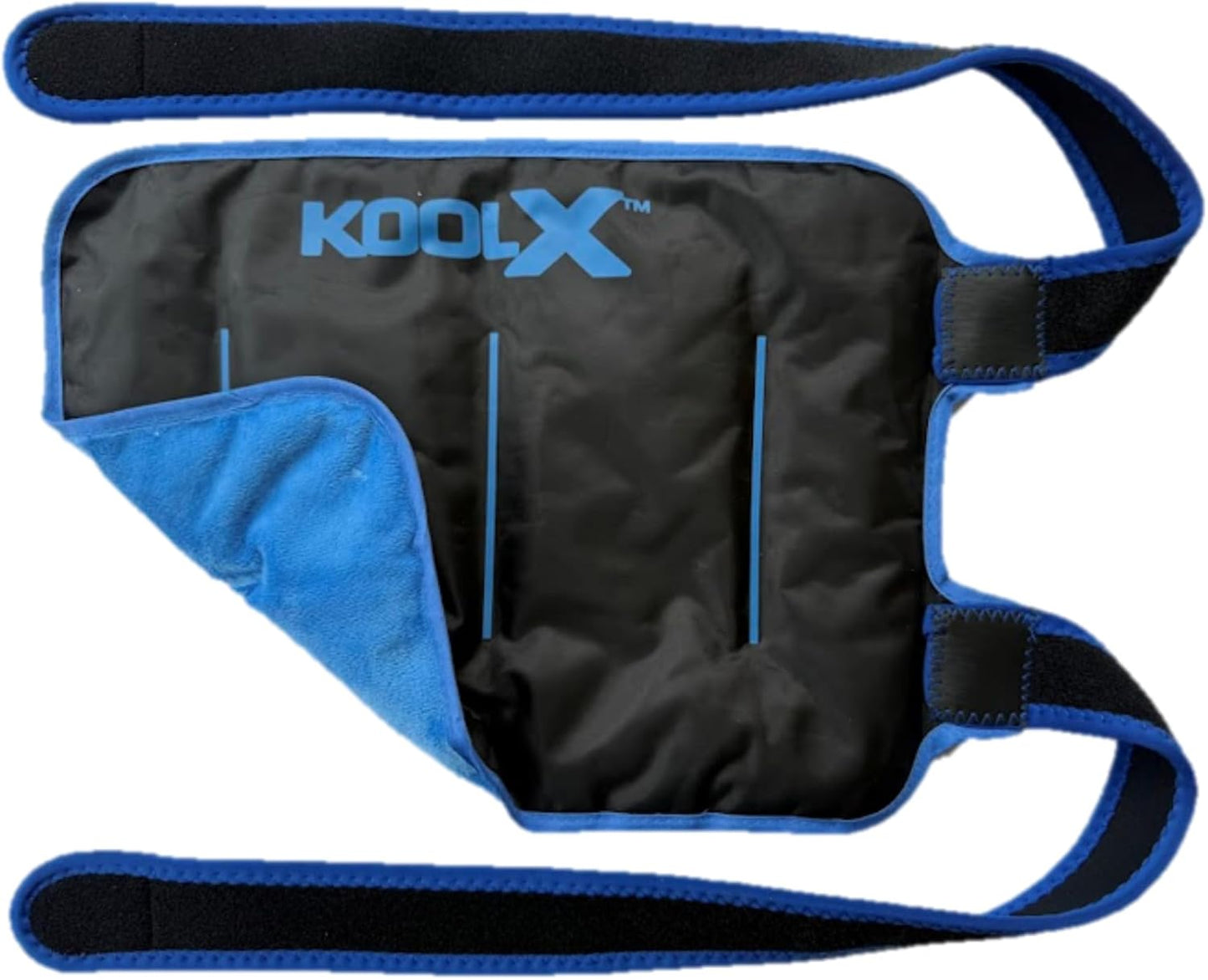 2 Pack KoolX Premium Gel Ice Packs for Injuries Reusable, Flexible Cold Wraps with Straps, Soft Plush & Nylon Sides, Extension Strap, Ice Pack for Knee, Back, Shoulder, Elbow & Calf - Medium + Large