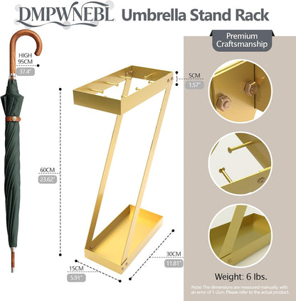 Umbrella Holder for Entryway, Black Umbrella Stand Indoor Stores Umbrellas Canes Equipped with Hooks Ideal for Home, Office , Hotel Lobby of Umbrella Storage Rack