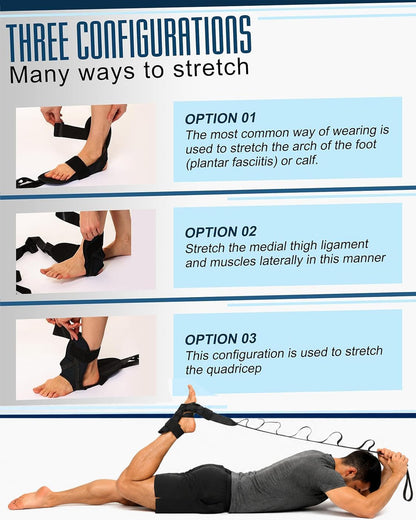 Plantar Fasciitis Stretch Strap with Foot Loop, Calf Stretcher for Achilles Tendon & Foot Pain Relief, Physical Therapy Stretching Band for Flexibility, Recovery and Rehabilitation