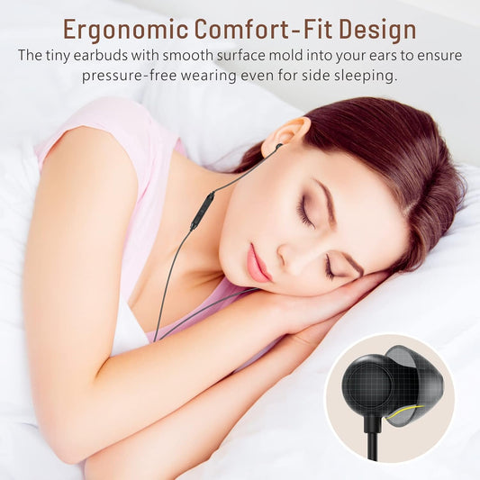 Hearprotek Sleep Earbuds, 2 Pairs Soft Comfortable in-Ear Earphones with Mic-Low Profile Noise Reduction Headphones for Sleeping on Side, Yoga, Travel
