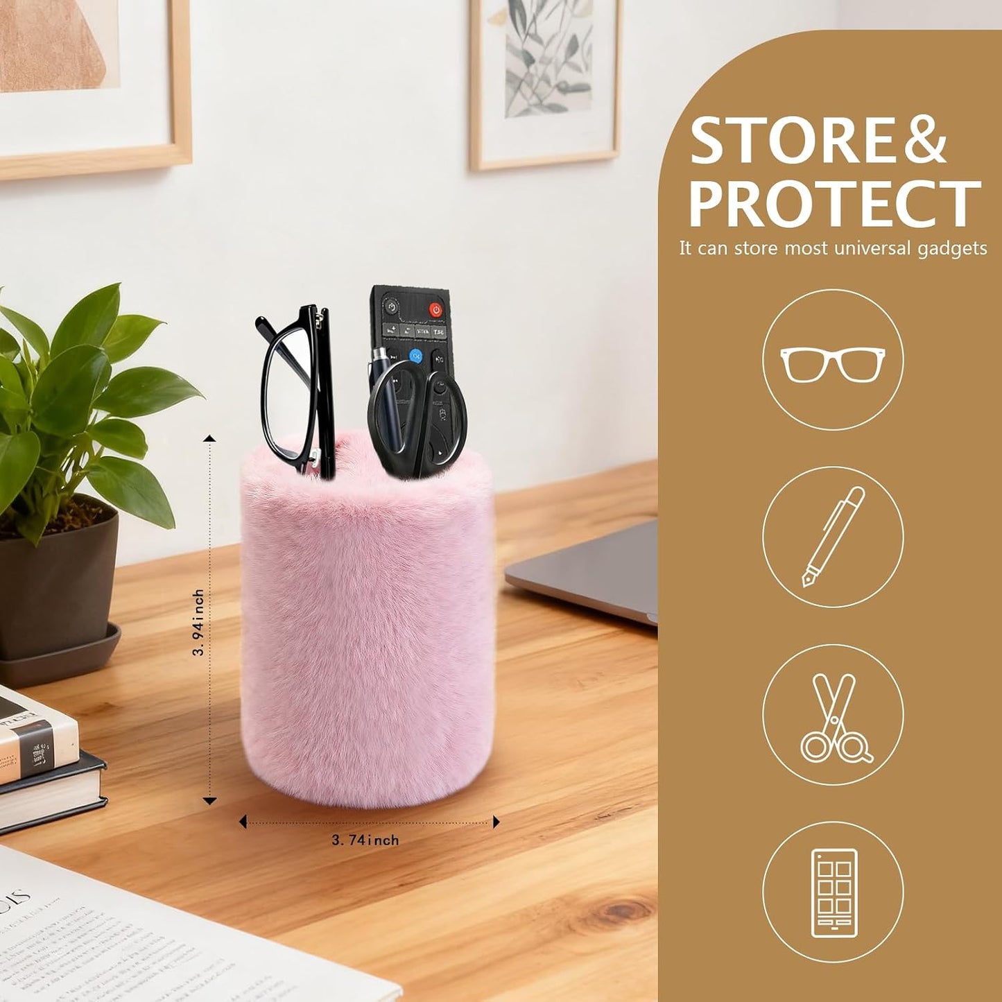 Eyeglass Holder for Nightstand,Anti-scratch Plush Eyeglass Stand Glasses Holders for Office Desk Organizer
