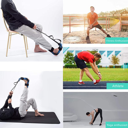 Stretching Strap, Fitness Yoga Stretch Strap with 7 Loops, Foot and Calf Stretcher Ankle Stretch Bands, Improve Strength Relieve Pain for Plantar Fasciitis Achilles Tendonitis Heel Spurs Drop Foot