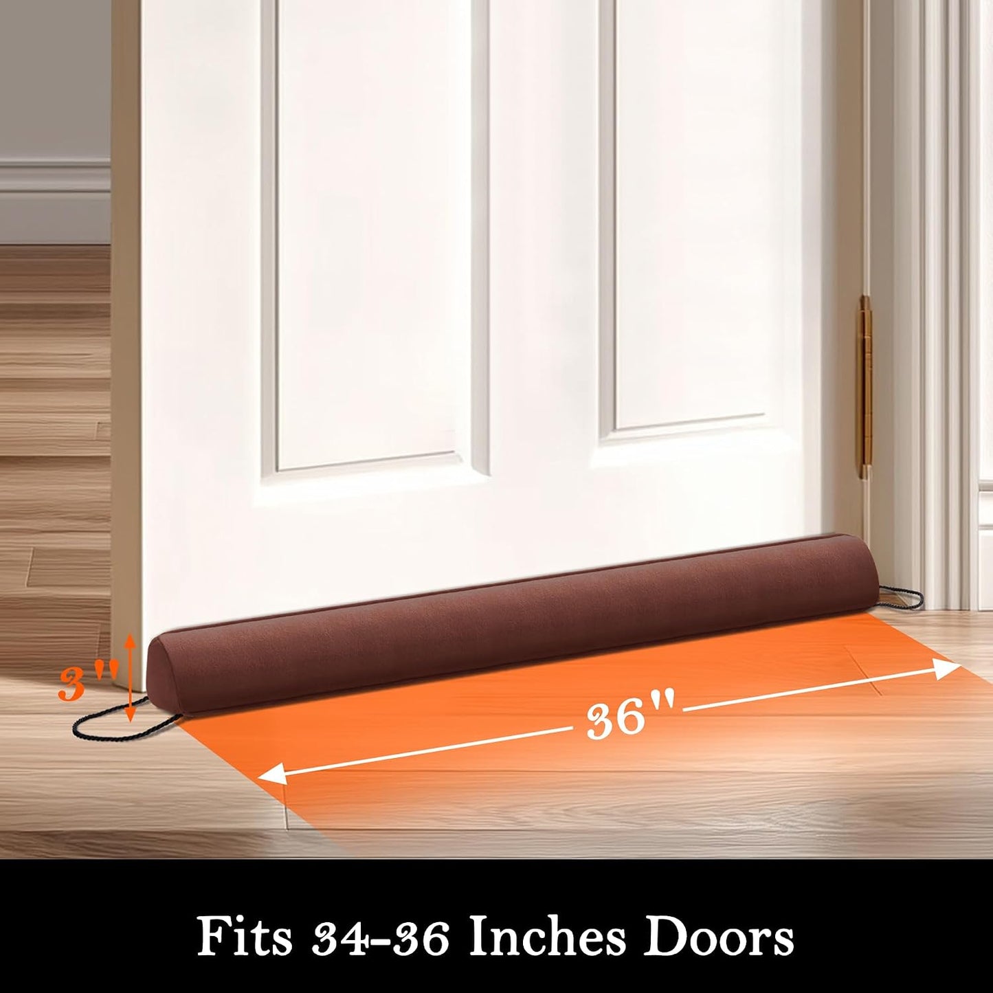 Door Draft Stopper, Removable Washable Cover, 38", Gray | Weighted Gap Filler, Blocks Hot and Cold Air, All-Season Seal, Easy Install, Noise & Wind Blocker, Home Essentials