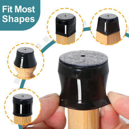Ansible 24 Pcs Chair Leg Floor Protectors Square | Silicone Felt Furniture Leg Pads Caps Covers for Hardwood Floors (Fit:1-1/16" to 1-5/8")