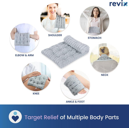 REVIX Microwave Heating Pad, 8 * 14" Flaxseeds Heating Pads Microwavable Moist Heat Therapy for Muscle, Joints, Neck Shoulder, Weighted Hot Pack Warm Compress
