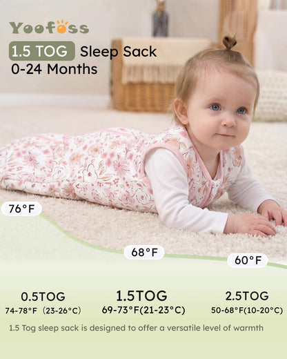 Yoofoss Baby Sleep Sack 0-6 Months Wearable Blanket for Babies 100% Organic Cotton 2-Way Zipper TOG 0.5 Toddler Sleeping Sack 3 Pack, Sleep Sacks